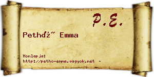 Pethő Emma névjegykártya